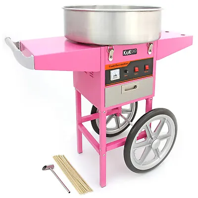 Candy Floss Making Machine Cart Pink Cotton Candyfloss Maker Free 500 Sticks  • £349.99