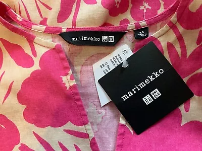 MARIMEKKO Uniqlo Dress NWT Floral Print Pink Linen-Cotton Size XS (fits Medium) • $55