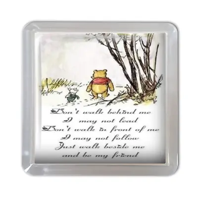 Winnie The Pooh Coaster Quote Don't Walk Beside Me Friendship Handmade Gift • £4.25