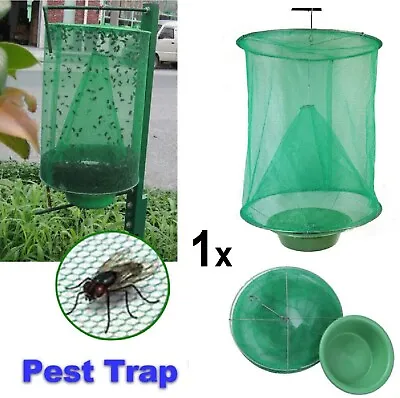 Reusable Fly Trap Insect Killer Net Cage Trap Outdoor Ranch Pest Hanging Catcher • $11.99