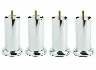4x METAL CHROME M8 LEGS FURNITURE FEET SOFA BEDS CHAIRS STOOLS CABINET 120mm • £9.99