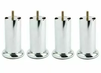 4x METAL CHROME M8 LEGS FURNITURE FEET SOFA BEDS CHAIRS STOOLS CABINET 120mm • £9.99