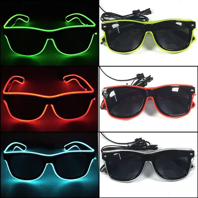 1PC Novelty Glow Sunglass LED Glasses Light Up EL Flashing Luminous Glasses • £5.63