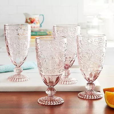 Amelia Glass14.7-Ounce Rose Tea Goblets Set Of 4 New • $20