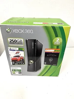 Microsoft Xbox 360 S Slim Console Model 1439 Matte Black Console + 2 Controllers • $135