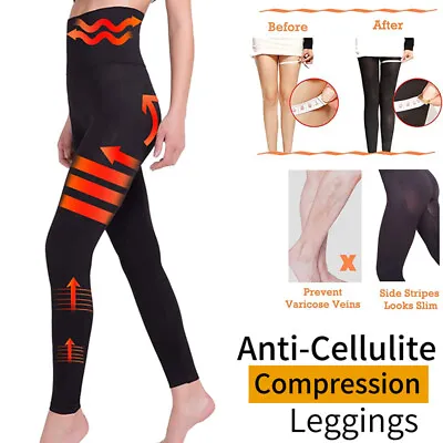 Women High Waist Anti Cellulite Compression Leggings Slimming Shaper Yoga Pants  • £7.79