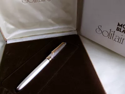 Montblanc Meisterstuck Solitaire 1446 Fountain Pen Sterling Silver Barley EF Nib • $759.99