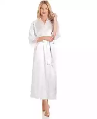 Womens Long Dressing Gown By Lady Olga Nightwear Satin Robe With Lace - Gift  • £24.99