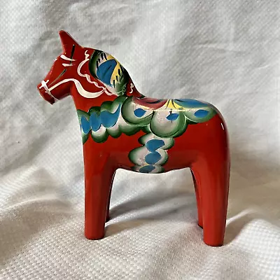 Nils Olsson Hand Painted/CARVED Red Wood ATKA Dala Horse 5in Tall • $25