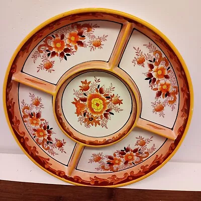 Vintage MORIYAMA Mori-Machi 5 Section Serving Dish Floral Handpainted Japan • $24