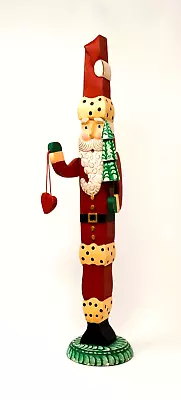 Midwest 17  Tall  Articulated Arms Wood Folk Art Santa Figurine W/ Tree & Heart • $17.99