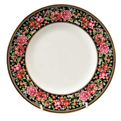 Wedgwood Clio Salad Or Side Plate Black Gold Full Floral Rim 8 Inches • £35