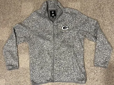 Green Bay Packers Jacket Mens L Gray Knit Fleece Full Zip NFL Darius Rucker • $14.29