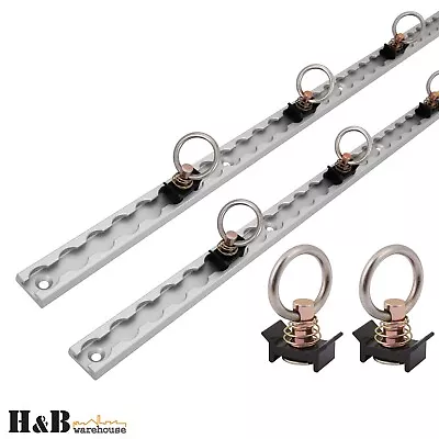 (2Tracks+8Rings) 1.8M L Track Anchor Track Rail Tie Down Point SS304 Screw Nuts • $121.60