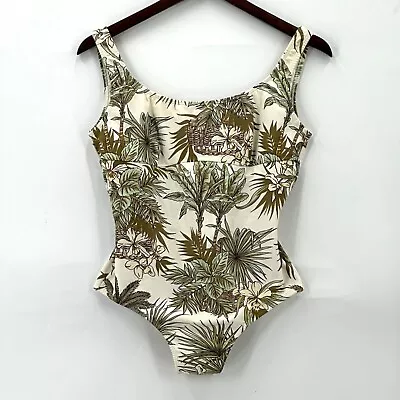 Lenny Swimming Suit Women's One Piece Swim Floral Leaves Cream Green S • $17.49