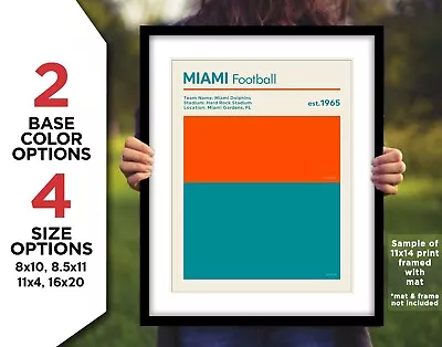 MIAMI DOLPHINS Team Colors Photo Picture FOOTBALL Art - 8x10 8.5x11 11x14 16x20 • $11.95