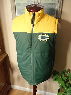 GREEN BAY PACKERS Reversible Puffer Vest Jacket NFL Sz M Carl Banks GIII NWOT • $37