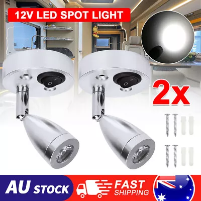 2x LED Spot Reading Lights Switch Camper Caravan Van Boat Interior Light 12V AU • $23.45