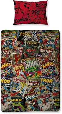 Character World Disney Marvel Comics Single Rotary Duvet Cover Pillowcase Multi • £24.99