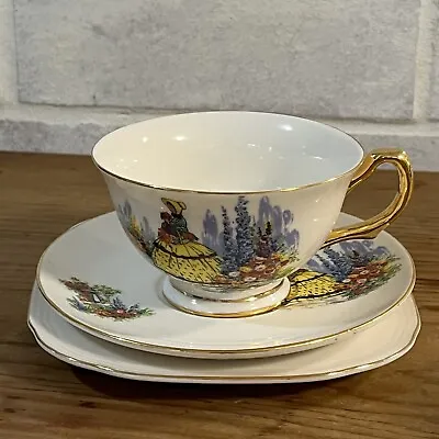 DELIGHTFUL Crinoline Lady Somerton-Green TRIO Cup SAUCER Plate Set • $24.99