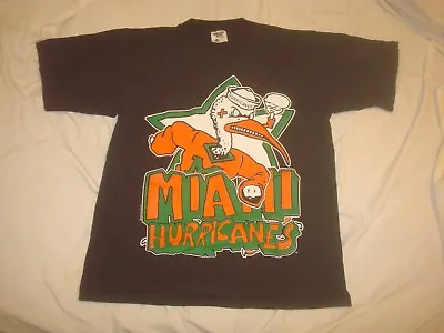 Vintage 1993 Miami Hurricanes Single Stitch Black T Shirt X-Large Made In USA • $74.99