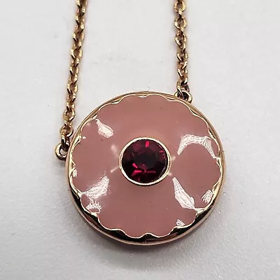 The Marc Jacobs Medallion Pendant Necklace Pink Red Rose Gold Tone • $50