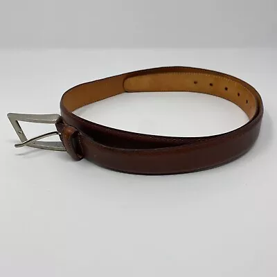 Martin Dingman Belt Mens 38 Brown Italian Calfskin Basket Grain Handmade In USA • $24.99