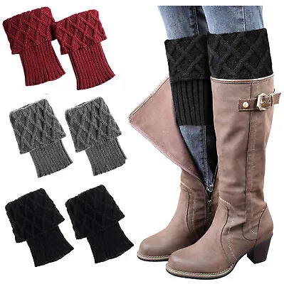 £4.57 • Buy Ladies Short Leg Warmers Crochet Cuffs Ankle Toppers Knitted Trim Boot Socks