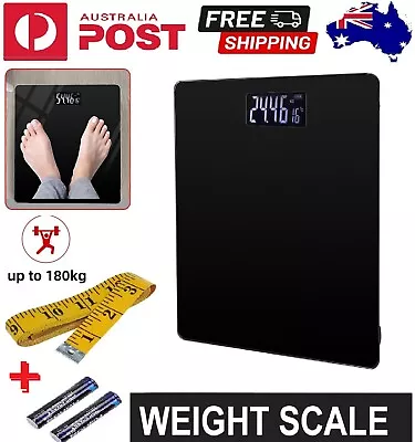 Bathroom Scales Digital Weighing Body Fat Scale 180KG Black Electronic Monitor • $22.99