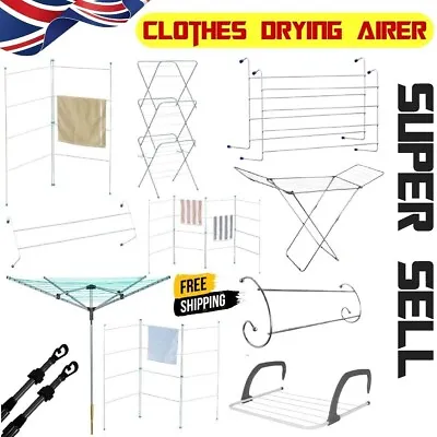 Clothes Airer Dryer Rack Indoor Outdoor Laundry Drying Line Hanging Garments NEW • £7.99