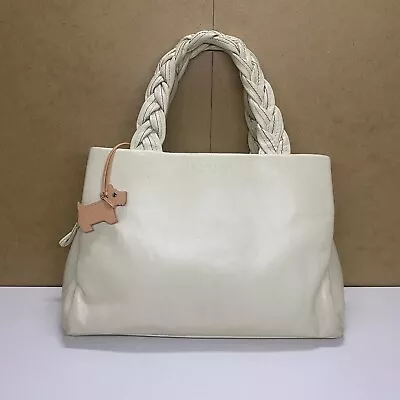 Radley Small Cream Leather Bag Womens Tote Handbag Satchel Double Handles • £25