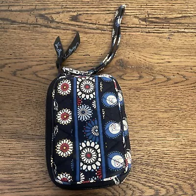 Vera Bradley Wristlet Camera Pouch Night Owl Clean Black Blue Flowers • $8.99