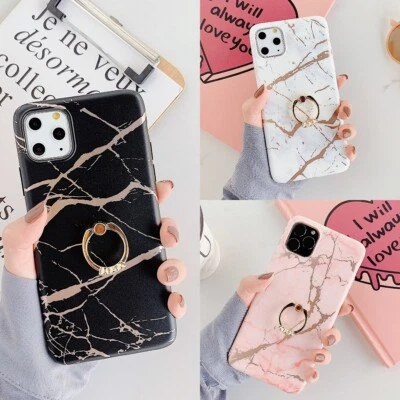 $11.49 • Buy For IPhone 14 13 12 11 Pro Max XS XR Fashion Marble Case Bumper Cover With Ring