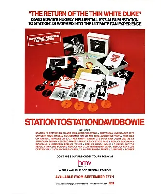 Framed Magazine Advert 11x9  David Bowie : Station To Station • £22.99