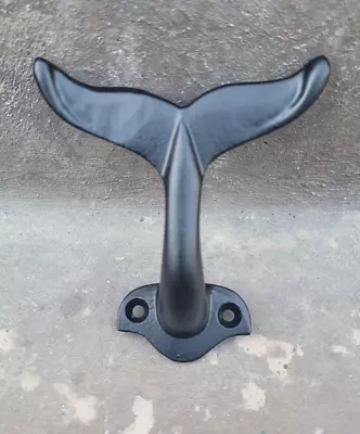 Black Whale Tail Iron Wall Hook Towel Hanger Nautical Beach House Decor • $10.75