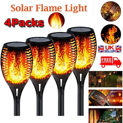 8×Flame Effect Solar Outdoor Lights Stake Garden Path Flickering LED Torch Lamp • £9.88