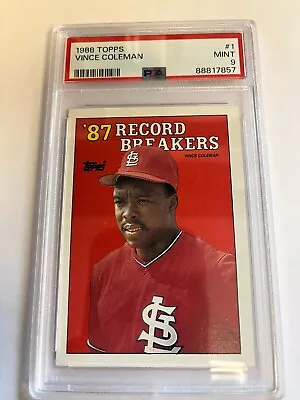 1988 Topps Record Breakers Vince Coleman #1 MINT PSA 9 • $29.99