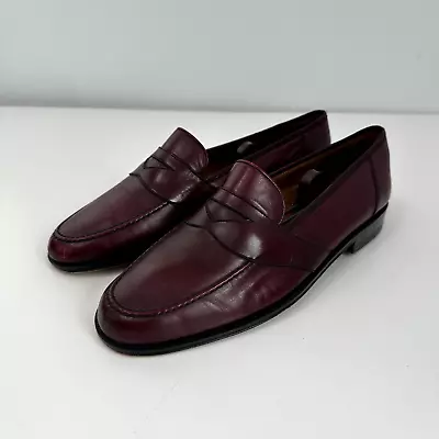 Magnanni Shoes Mens 10.5 M Burgundy Leather Dress Penny Loafers Slip Ons • $48