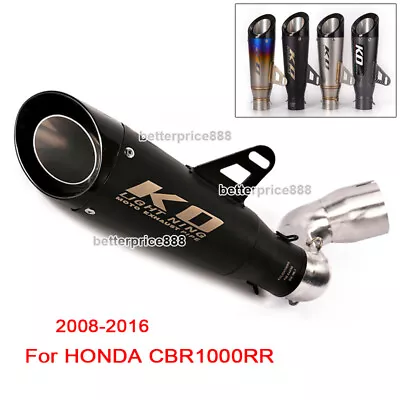 For Honda CBR1000RR Slip On Mid Exhaust Pipe Link Black 51mm Muffler Tips Escape • $141.95