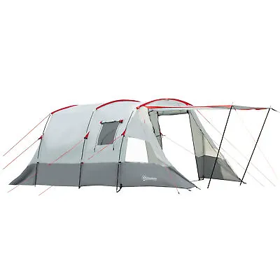Outsunny 6-8 Person Tunnel Tent Two-room Camping Tent With Carry Bag Grey • £120.99