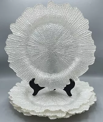 Z Gallerie Spruzzo White Pearl Glass 13” Charger Plate Set/4 Retired Excellent • $39.95