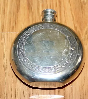 VINTAGE ROUND PEWTER FLASK Made In UK • $12.99