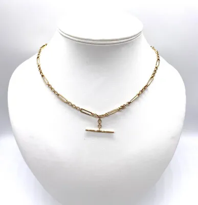 New 9ct Gold Ladies Figaro / Belcher T Bar 4mm Necklace- 18inch - Hallmarked&Box • £282