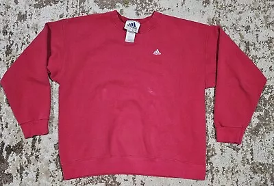 Adidas Red Pullover Sweatshirt Unisex L Embroidered VTG • $22