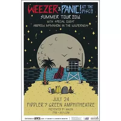 Weezer & Panic At The Disco Poster 2016 11x17 • $25.63