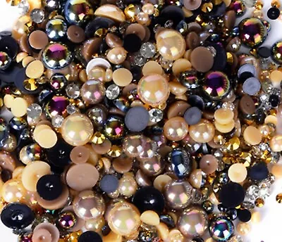 Mixed Flat Back Pearls Rhinestones Embellishments Face Gems Craft Card Making • £5.99