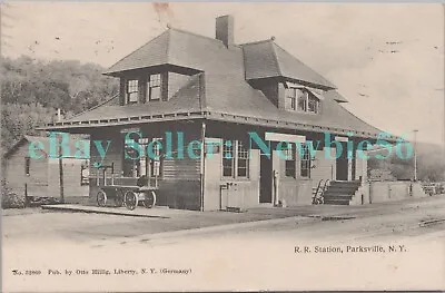 Parksville NY - O&W RAILROAD STATION - Postcard Catskills Sullivan County • $20