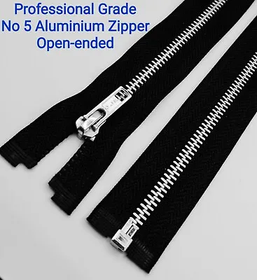 £4.99 • Buy Chunky Zips No.5 Metal Open-ended Black, For Jackets, Coats, Upholstery+