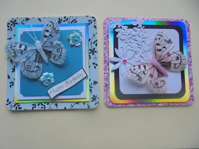 £2.99 • Buy 2 X Hand Made  Butterfly Card Toppers. 1 X Birthday 1 X Plain