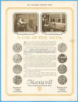 1916 Maxwell Motor Car Co Vintage Ad Roadster Touring Car Laboratory Detroit MI • $11.19